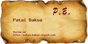 Patai Baksa névjegykártya